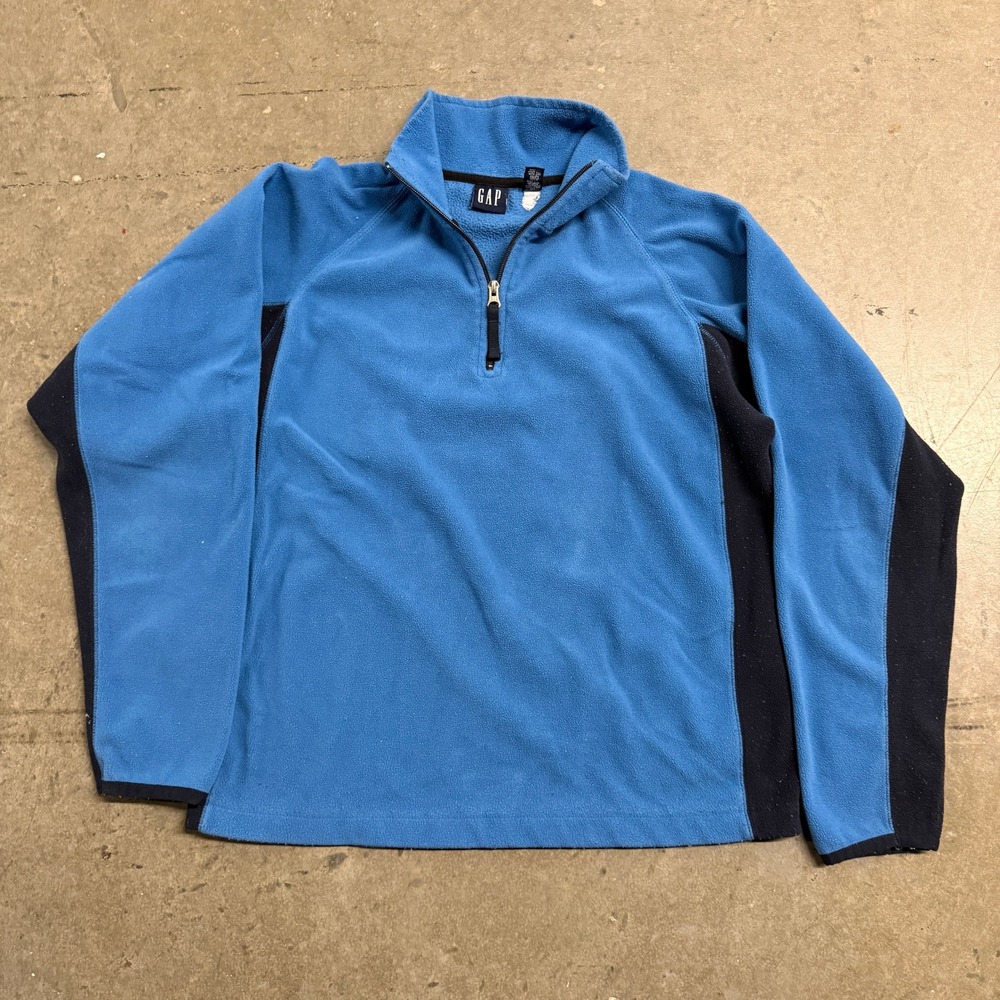 GAP Mens Vintage Quarter Zip Fleece Pullover‎ Blue Navy Colorblock Size M